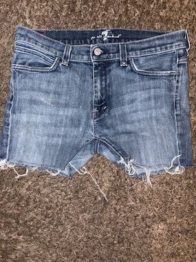 7 For All Mankind Blue Denim Jean Shorts